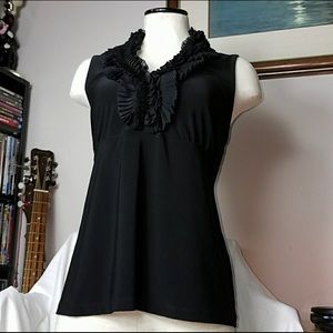 WHBM • V-neck Sleeveless Black Top • Size XL